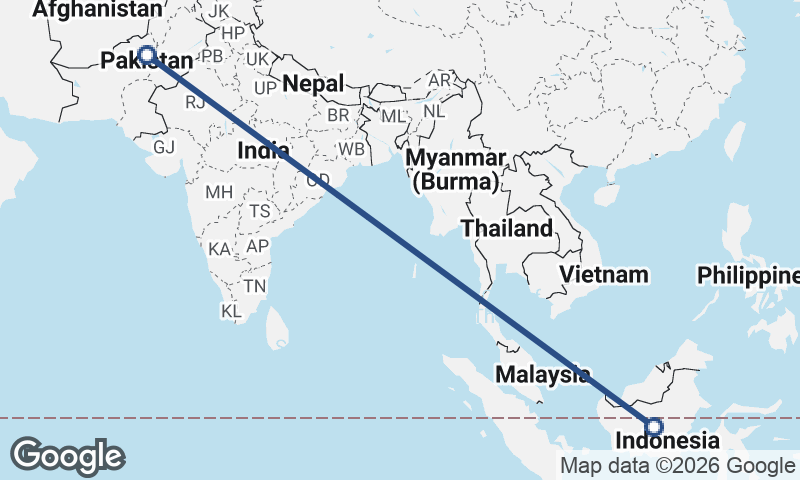 Indonesia to Pakistan