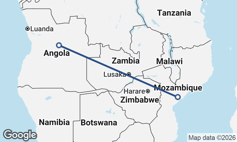 Angola to Mozambique