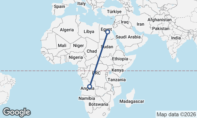 Angola to Egypt