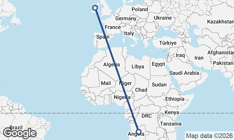 Angola to Ireland