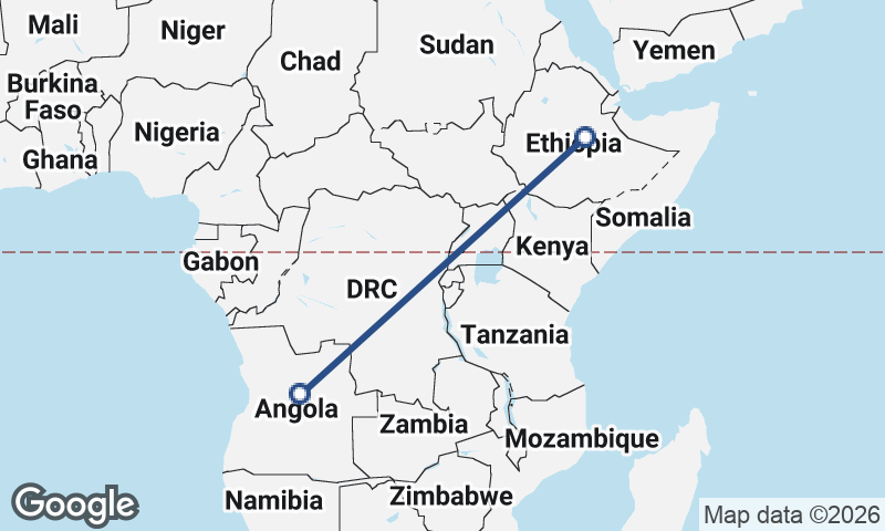 Angola to Ethiopia