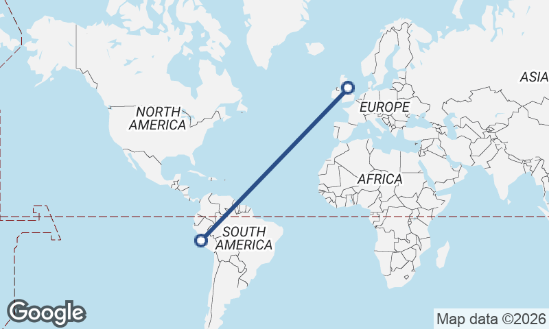 Lima to Newcastle upon Tyne