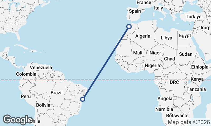 Salvador to Casablanca