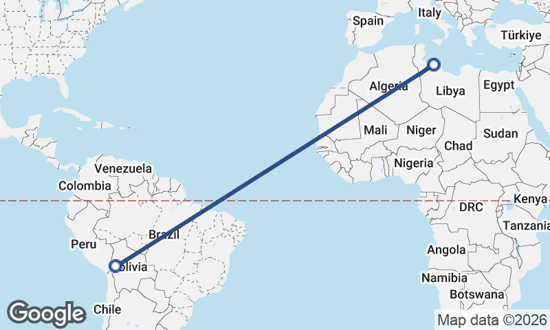 La Paz to Tripoli