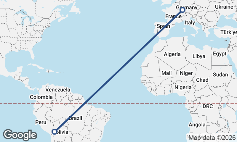 La Paz to Strasbourg