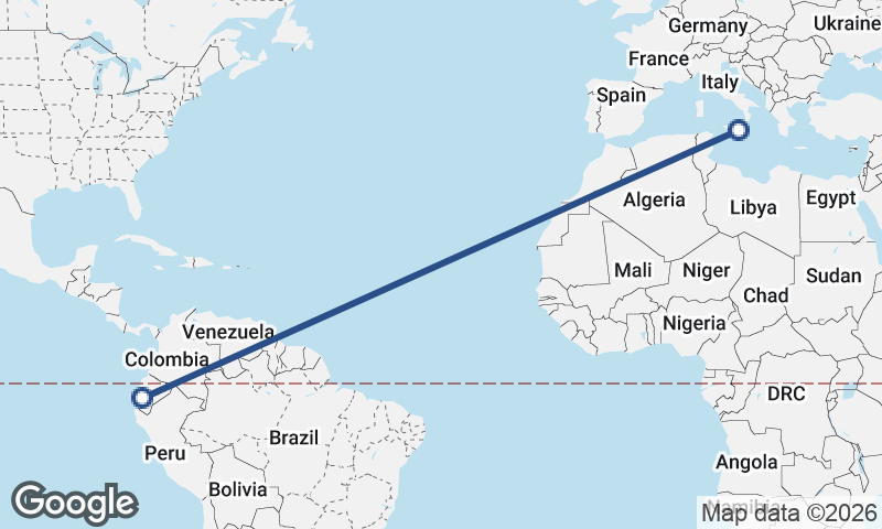 Guayaquil to Catania