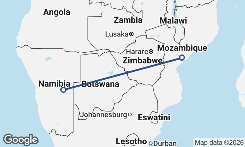 Namibia to Mozambique