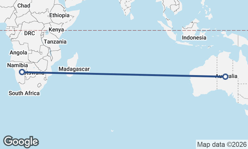Namibia to Australia