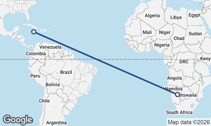 Namibia to Jamaica
