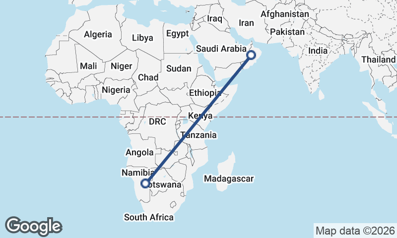 Namibia to Oman