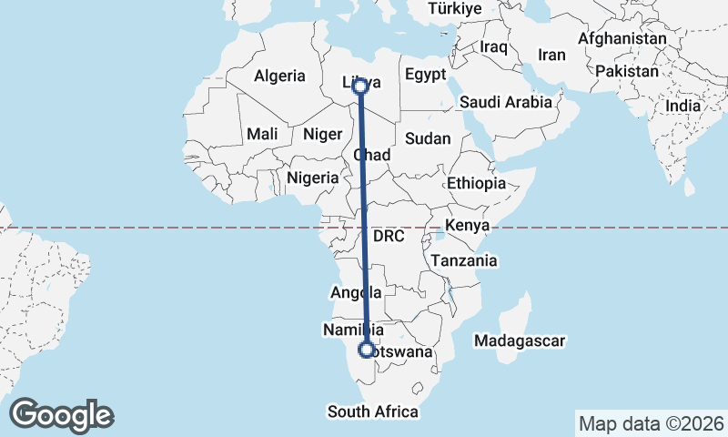 Namibia to Libya