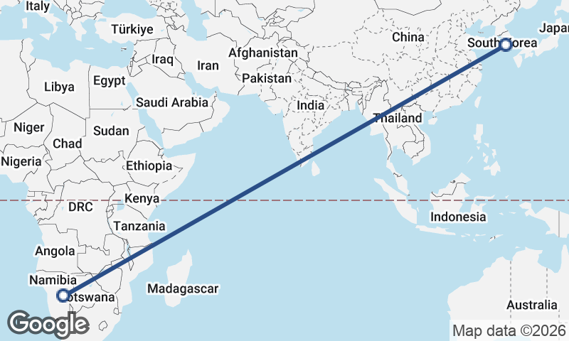 Namibia to South Korea