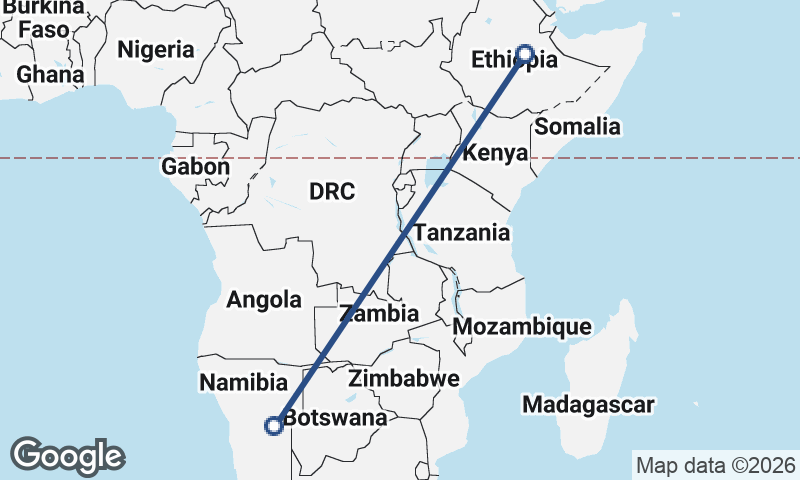 Namibia to Ethiopia