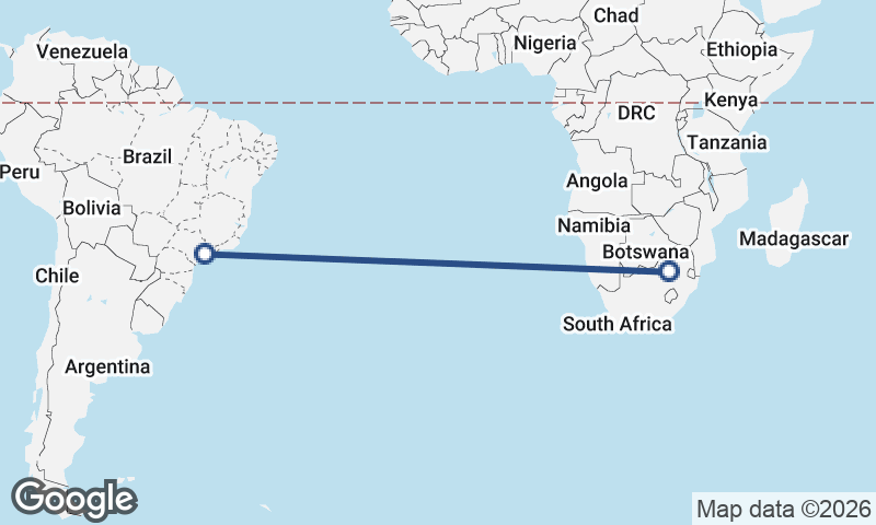 São Paulo to Johannesburg