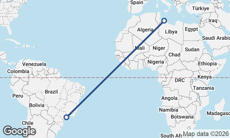 São Paulo to Tripoli