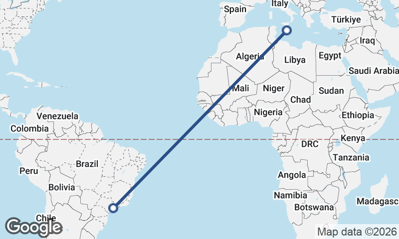 São Paulo to Valletta