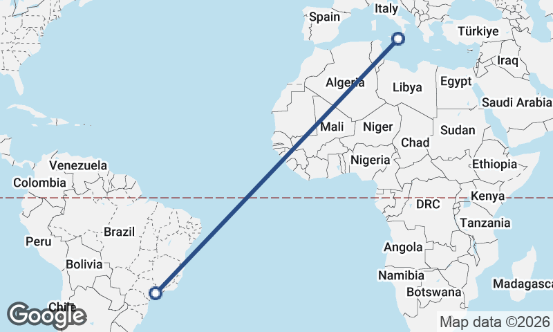 São Paulo to Catania