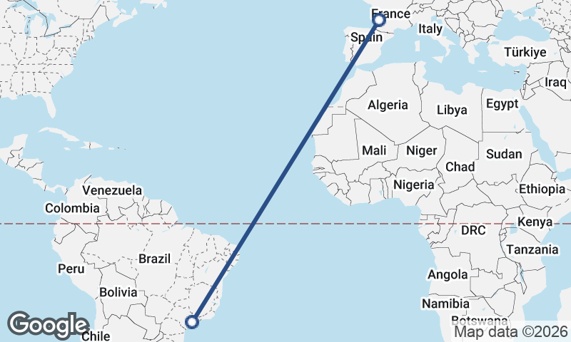 São Paulo to Bordeaux