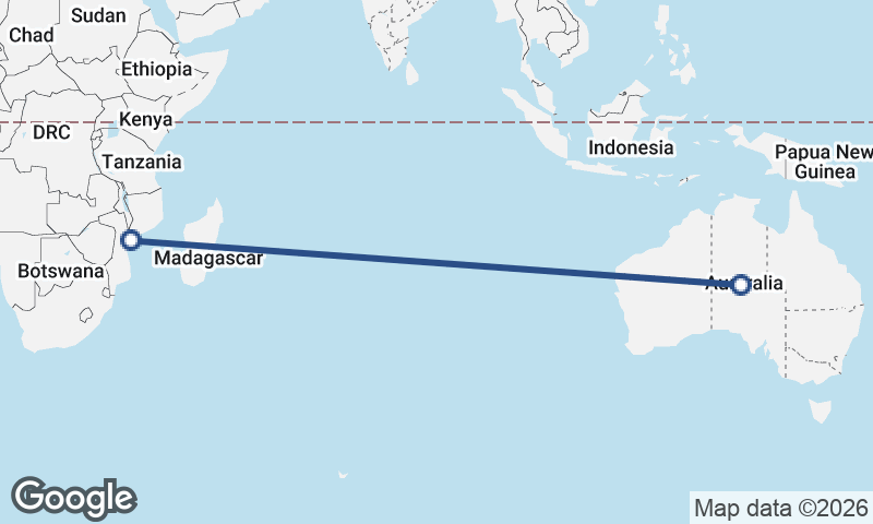 Australia to Mozambique
