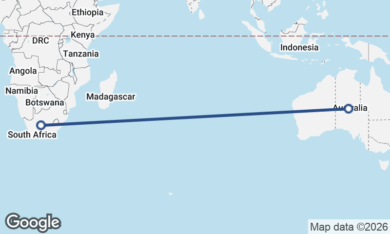 Australia to South Africa