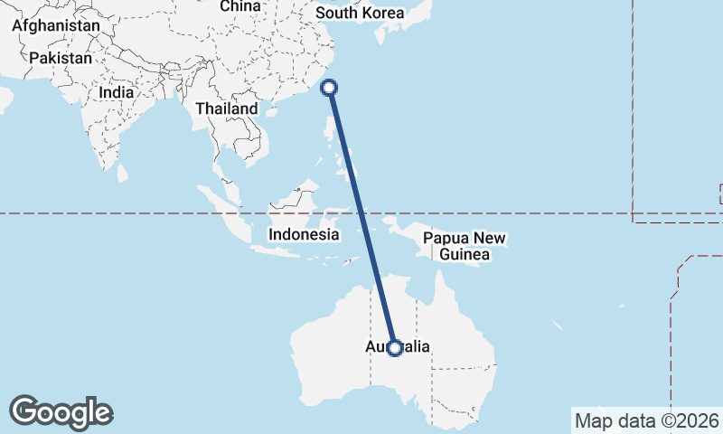 Australia to Taiwan