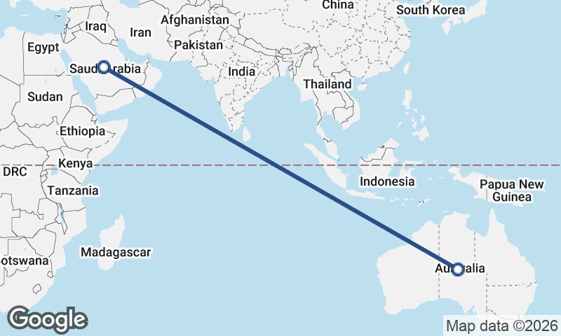 Australia to Saudi Arabia