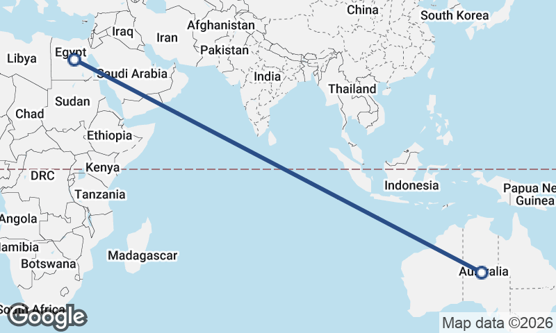 Australia to Egypt