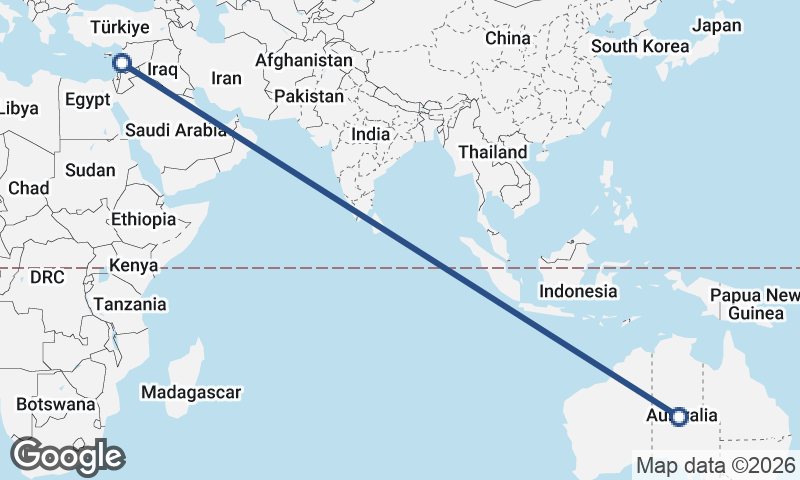 Australia to Lebanon