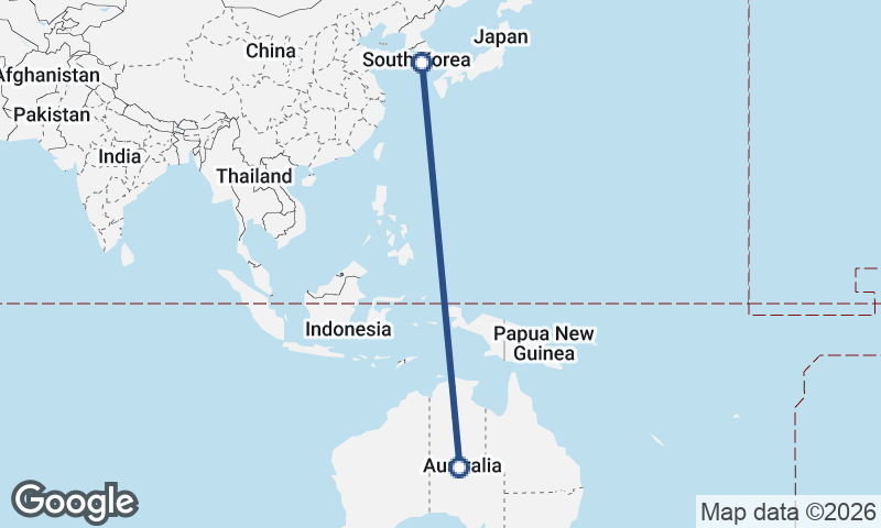 Australia to South Korea