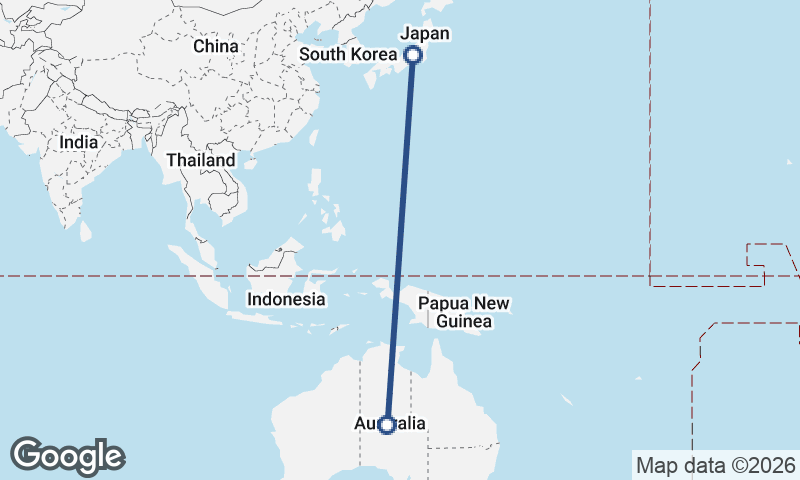Australia to Japan