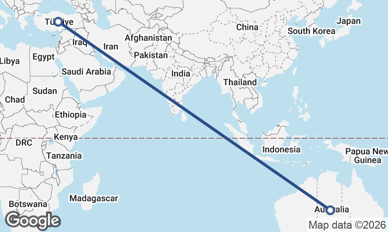 Australia to Turkey