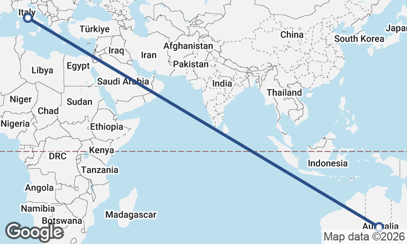 Australia to Italy