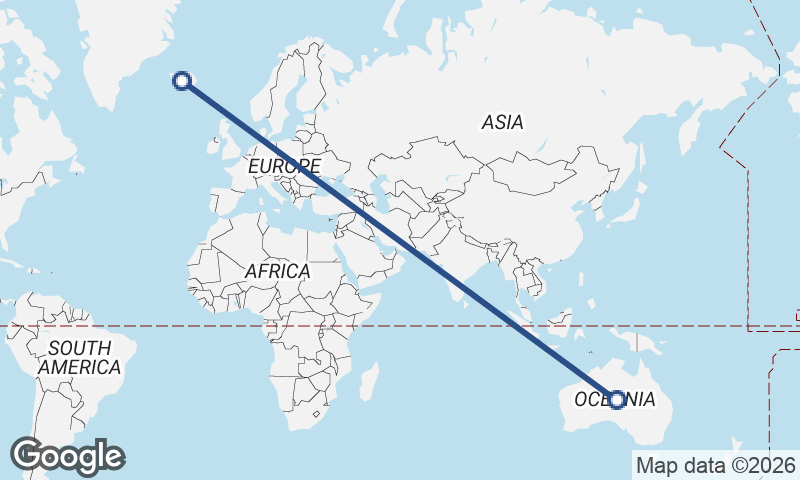 Australia to Iceland