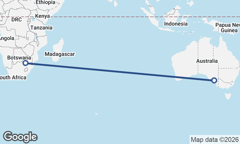 Johannesburg to Adelaide