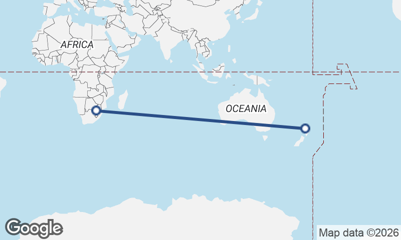 Johannesburg to Auckland