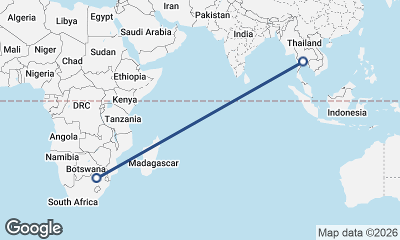 Johannesburg to Bangkok