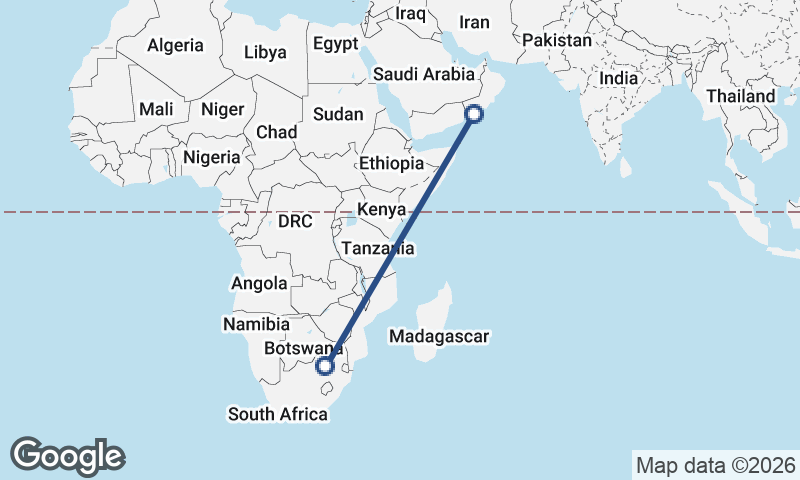 Johannesburg to Şalālah