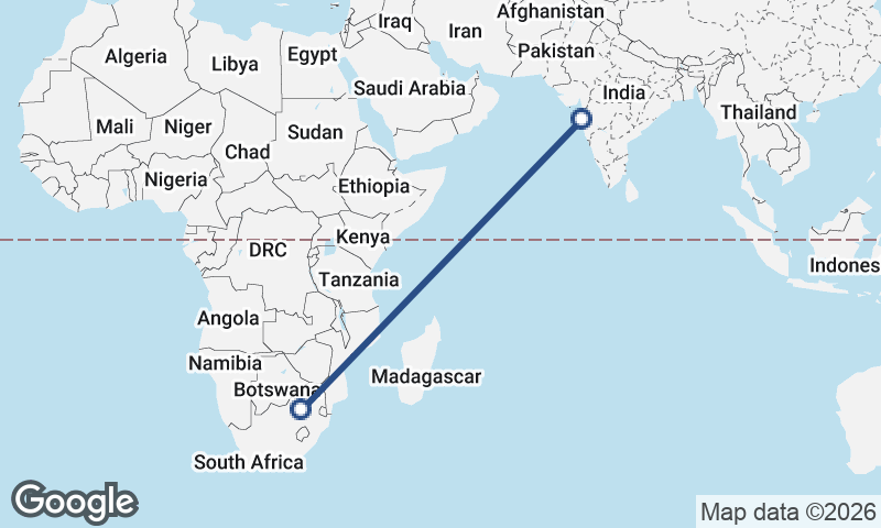 Johannesburg to Mumbai