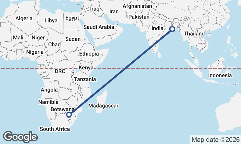 Johannesburg to Kolkata