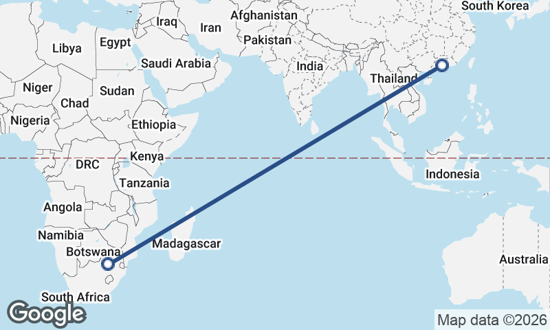 Johannesburg to Guangzhou