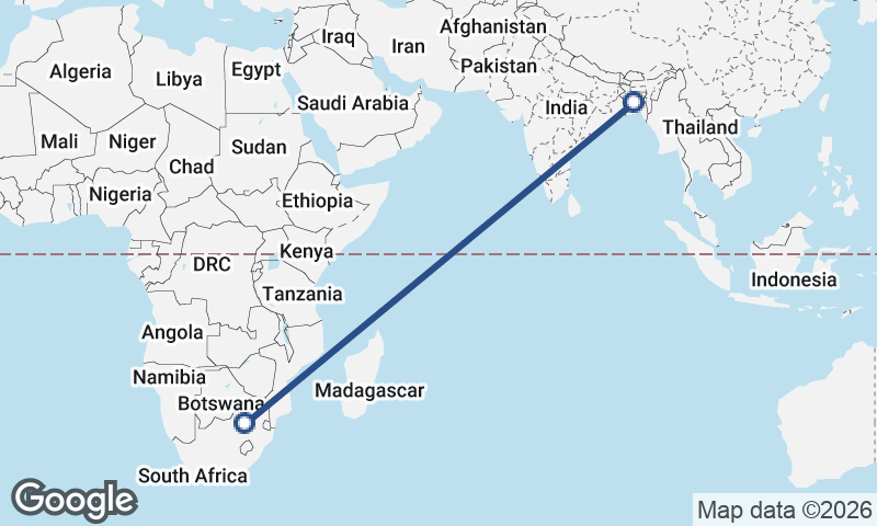 Johannesburg to Dhaka