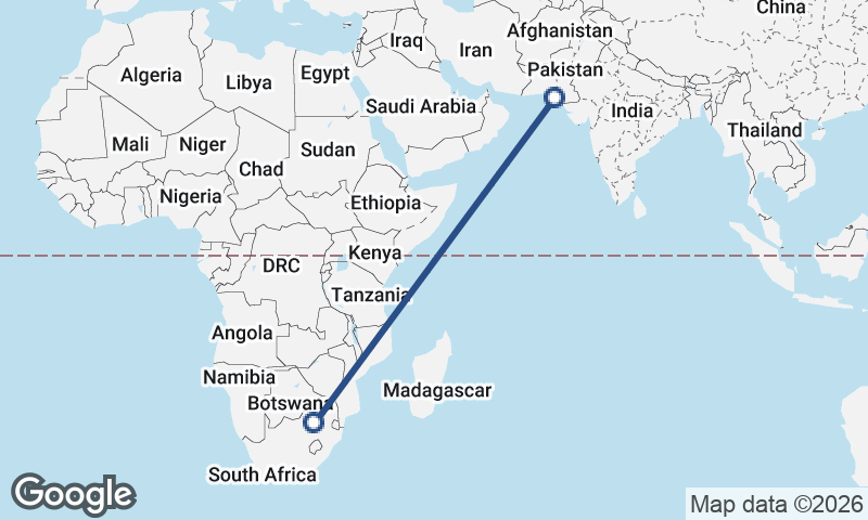 Johannesburg to Karachi
