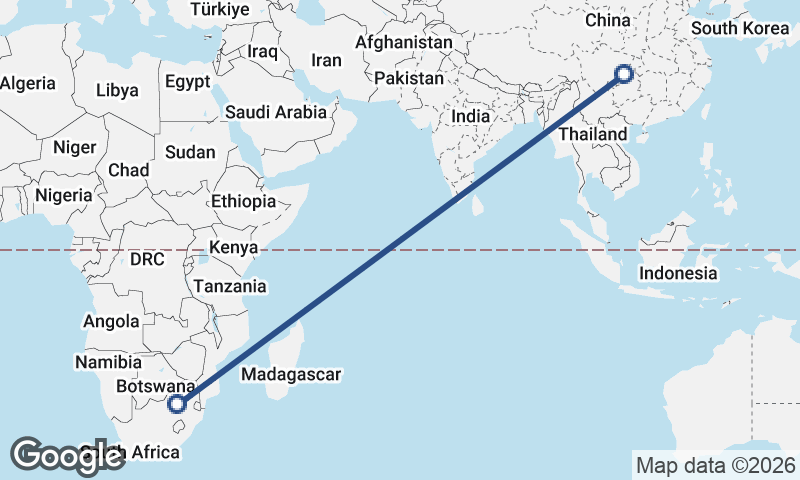 Johannesburg to Chongqing