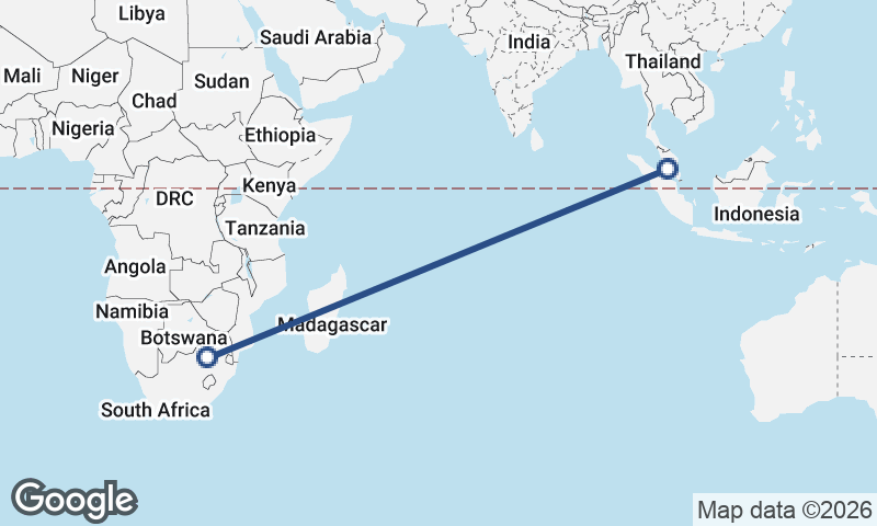 Johannesburg to Kuala Lumpur