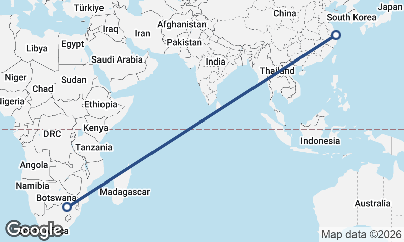 Johannesburg to Shanghai