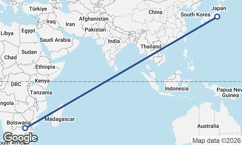 Johannesburg to Yokohama