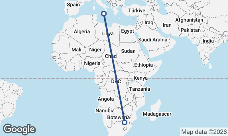 Johannesburg to Catania