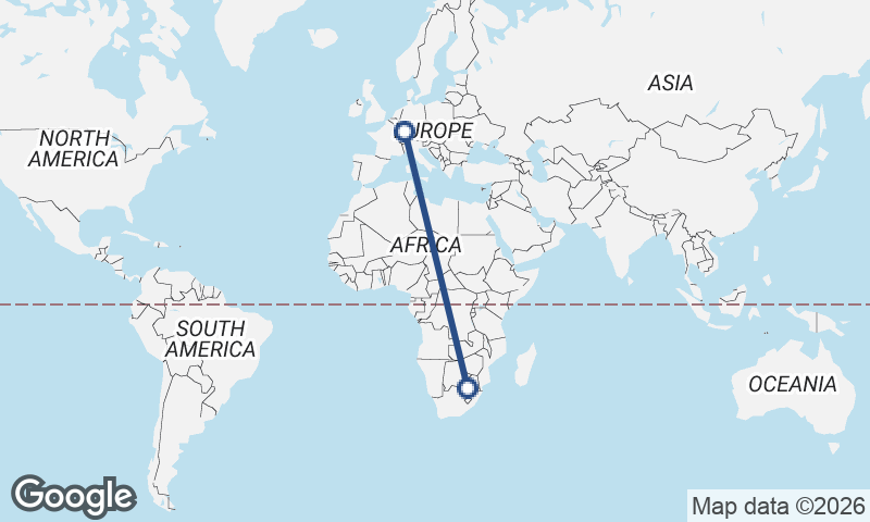 Johannesburg to Strasbourg