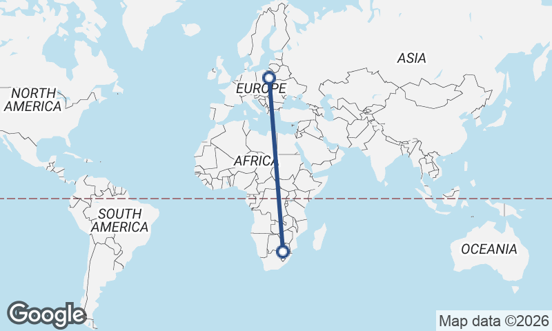 Johannesburg to Warsaw