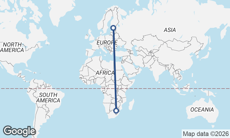 Johannesburg to Tallinn